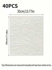 砖纹墙贴，自粘防水易清洁，防震隔音，现代风格，适用于客厅、卧室、电视背景墙、DIY装饰、墙面翻新，提升空间格调！适用于生日、周年纪念日、情人节、圣诞节、婚礼等各种场合。也适用于返校季、毕业季、万圣节、圣诞节、国庆节派对、聚会、教师节礼物等。 - 白色 - 查看 10