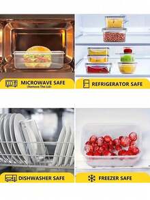 8pcs Set Of 4 Containers + 4 Lids, Lunch Boxes, Multi-Size Kitchen Storage Plastic Containers, Kitchen Storage Supplies, Can Be Used For Cold Storage - Multicolor - View 4