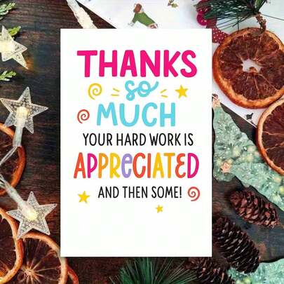 1pc Vibrant Appreciation Greeting Card With Envelope- "Thanks So Much" Design, Colorful Text & Star Scene, Perfect For Colleagues & Loved Ones, Ideal For Work Recognition & Gratitude Moments, Thank You Greeting Card|Appreciation Card|Paper Greeting Card