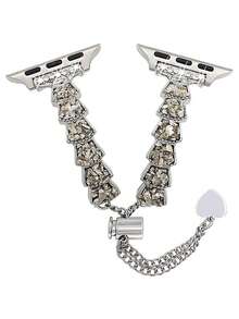 1pc Women's Wisdom Smartwatch Band, Compatible With Apple Watch Series 5/6/7/8/SE, Stainless Steel Strap, Suitable For Holidays And Birthday Gifts To Add Brilliance - Multicolor - View 6