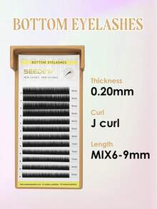 1pc 12rows J Curl Short Lashes Bottom Lash Under Eyelash Extensions 0.20mm 0.10mm 0.15mm B Curl 5mm 6mm 7mm 8mm 9mm SEEDEW Classic Individual Eyelash Extension Lashes Matte Black Professional Soft Natural - 黑色 - 查看 16