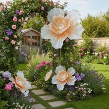 Gran flor de durazno artificial brillante y realista, decoración floral para bodas, jardines, fiestas. - Naranja - Ver 4