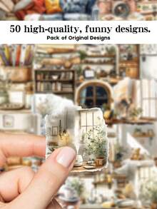YWWBLD 50pcs Home Decor Art Stickers For Laptop Luggage Organizer Box Room Decor DIY Transparent Stickers - Multicolor - View 8