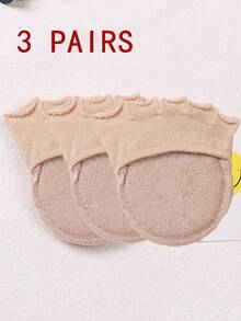 1双/3双女士纯色海绵垫防滑防摩擦隐形五趾脚垫，适合日常使用，秋季袜子 - 彩色 - 查看 18