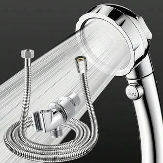 Juego de ducha con cabezal de ducha ajustable de 3 modos, cabezal de ducha de masaje de un solo clic, cabezal de ducha plateado que ahorra agua, accesorios de baño, cabezal de ducha, juego de boquillas de ducha, accesorios de baño, herramientas de baño