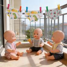 1/2/3/4/5片装随机图案娃娃尿布，适合16~18英寸的婴儿娃娃，毛绒娃娃配件，易于穿脱的按扣式娃娃内裤，各种可爱的卡通图案，是送给男孩女孩的生日或节日礼物。