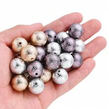 10Pcs 16mm Handmade Silvery Plated Stardust Plastic Round Ball Spacer Wrinkle Beads For Jewelry Making DIY Bracelet Phone Chain Craft Supplies