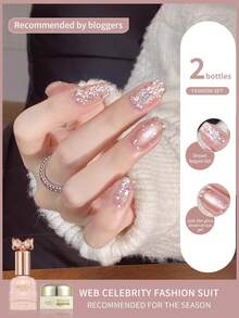 annies 2瓶冬季闪光粉梦亮片凝胶指甲油，UV浸泡多功能宇润玻璃珠猫眼光疗凝胶美甲套装 - 彩色 - 查看 1