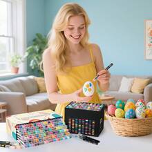 Bộ 12/24/36/48/60/80/120 bút dạ acrylic vẽ trực tiếp, bút dạ màu mềm chuyên nghiệp dùng cho thiết kế nghệ thuật, sách tô màu tự làm, thích hợp cho thủy tinh, đá, vải bố, vải, trứng, đá và nhiều hơn nữa, nghệ thuật vẽ trên cơ thể, quà Giáng sinh, bút mực màu chống thấm nước, thư pháp, đồ dùng học tập, mùa tựu trường. - Bộ - Xem 9