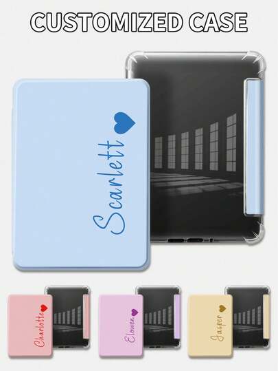 Funda protectora personalizada para Kindle, texto personalizable, fondo de varios colores, diseño minimalista y de moda con patrón de corazón, compatible con Kindle (11.ª generación) 2022/2024, Kindle Paperwhite (12.ª generación) 2024, accesorios para Kindle, función de suspensión/activación automática, material de cuero cómodo, cierre magnético, resistente a golpes, adecuado como regalo de cumpleaños/festividad