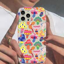 A Transparent TPU Air Cushion Phone Case Featuring A Colorful Mushroom And Scallop Pattern, Compatible With For Iphone Models 11, 12, 13, 14, 15, 16, XS, XR, X, 7, 8, 13 Plus, Pro Max, And SE Series.It Makes A Great Gift For Couples Or Friends On S FXCS - 無色 - 查看 4