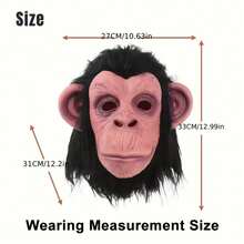1个逼真的猴子/大猩猩乳胶面具，成人尺寸，灵长类动物头饰，适用于服装、角色扮演和节日礼物，耐用舒适的灵长类动物服装配饰 - 彩色 - 查看 13