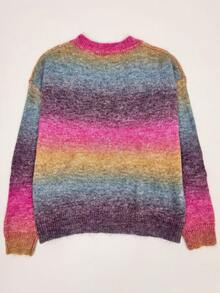 Mejors 女士可爱休闲太空印花彩色街头风 Y2K 风格宽松针织衫，圆领，日常穿着，秋冬款 - 玫紅色 - 查看 10