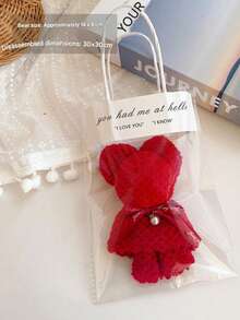 Uroczy zestaw ręczników z misiem w przezroczystej torebce - idealny na prezent ślubny, urodzinowy, na Dzień Matki i na przyjęcie świąteczne. - Wielokolorowe - Zobacz 13