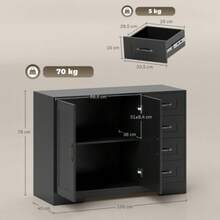 Sideboard, Chest Of Drawers, Modern Style, 4 Drawers, 1 Cabinet, 105 X 40 X 76 Cm, Black. Home Delivery Available. - Black - View 7