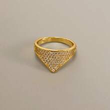 VKHK 1 pieza Anillo decorado con circonita brillante de lujo, adecuado como accesorio de boda/regalo para mujeres - Multicolor - Ver 3