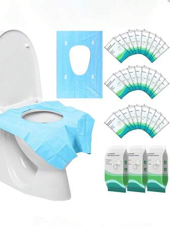 Cubierta desechable para asiento de inodoro, de pulpa de madera y PE, antibacteriana, de gran tamaño, impermeable y a prueba de fugas, lavable, y un elemento indispensable para el turismo verde, hospitales, centros comerciales, adecuada para entrenamiento de inodoro, baños públicos, viajes y campamentos