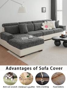 1 Vỏ bọc đệm ghế sofa chống trượt bằng vải Jacquard sang trọng, mềm mại và thân thiện với da, thân thiện với thú cưng, chống bụi bẩn, vỏ bọc ghế sofa đàn hồi, phù hợp với ghế sofa kết hợp hình chữ L và ghế sofa 1/2/3/4 chỗ ngồi (bán riêng lẻ), phù hợp cho mọi mùa - Màu xám đen - Xem 8