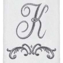 Avanti Linens - Toalla de Punta de los edos, Toalla de algodón Suave y Absorbente, diseño de esplazamiento, decoración de Estilo cursivo (colección de monogramas, Inicial )(K Punta de los dedos) - Multicolor - Ver 2