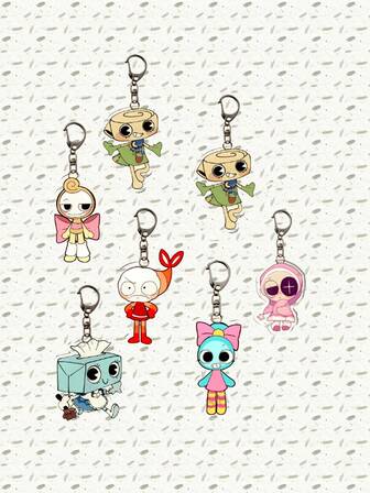 1pc/7pcs Back To School Dandy'S World Video Game Theme Key Charm - The Ideal Cute Cartoon Image Bag Charm For Young And Adult Gamers Alike. Acrylic Keychain Ideal For Boyfriends, Girlfriends, Family Members, Teachers, Party Gifts, And Nursing Students.