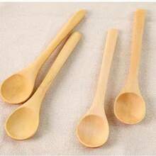 30 件迷你木勺小勺子餐勺木制冰淇淋甜点小勺蜂蜜茶匙用于调味油咖啡勺茶糖（浅棕色），学校用品 - 棕色 - 查看 11