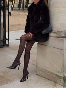 Seelio 女士仿皮草超大款外套，温暖舒适，欧美风，冬季新款黑色度假风 - 黑色 - 查看 5