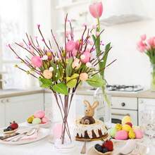 1 Stück Ostereier Baumzweig, künstlicher Ei-Blumen-Schaumstoff-Ei-Baumzweig, Kunstpflanze, Frühlingsblumen-Stiel, Osterdekoration, Familien-Tisch-Feiertagsartikel, zentrale Girlanden-Dekoration, Valentinstag Neujahr DIY Blumenarrangement Dekoration