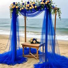Elegant Blue Wedding Arch Curtain, Transparent Sheer Wedding Arch Backdrop, Photography Background And Ceiling Decor For Weddings, Parties And Events