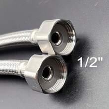 G1/2 Thread Flexible Stainless Steel & Copper Braided Faucet Hose - Suitable For Cold & Hot Water, Durable Copper Head, For Kitchen & Bathroom