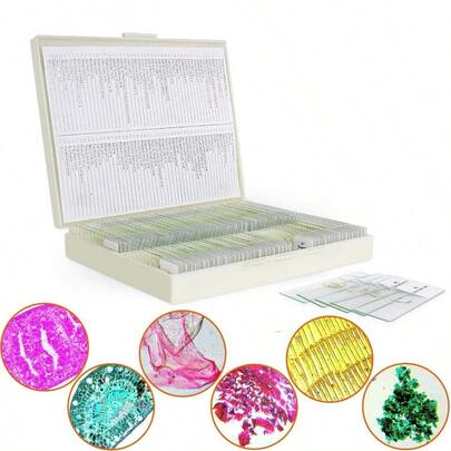 100 Microscope Slides With Specimens For Prepared Microscope Slides With Plants Animals Insects For Adults Students Homeschool Basic Education Science Learning Use
