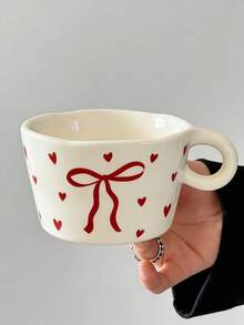 One Small Ceramic Cup With Hand Drawn Strawberry Flower, Unique Handmade Cute Floral Mug, Ideal For Restaurants, Living Rooms, Cafes And Gatherings, Perfect Gift For Coffee Lovers - A Small Flower Strawberry Cup - View 5