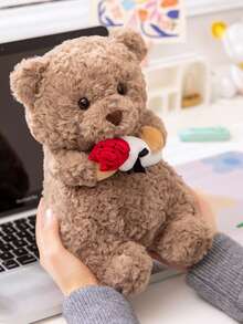 1pc Rose Bear Plush Doll, Valentine's Day Gift For Her, Mother's Day Rose Bear Gift - Multicolor - View 4