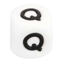 100 Uds.Cuentas de silicona con letras de 12MM, cuentas de silicona sueltas de calidad alimentaria, pulsera DIY, collar, accesorios de cadena de chupete - Q - Ver 28