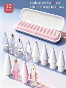 Alloy Stylus Pen 6/8/12pcs Replacement Nibs, Compatible With Apple Pencil Pro, Fine Metal Nibs, Suitable Compatible With Apple Pencil 2nd Gen And 1st Gen/Apple Pencil USB-C, Wear-Resistant And Precise Control Nib Set, Gift Box Packaging, Suitable For Giving To Mother, Family, Friends, Birthday, Holiday And Other Occasions, Easter Spring Gift Birthday Anniversary - Multicolor - View 12