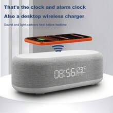 15W Wireless Charging Station Digital Alarm Clock With Temperature Display, Wireless Charging Base And Night Light, Compatible With IPhone 17/16/15/14/13/12 And Galaxy Series - Grey - View 7