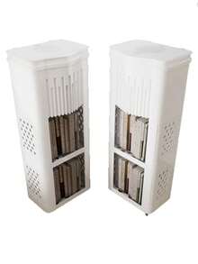 1pc Kitchen Trash Can, Movable Indoor Bathroom Dual-Layer Multifunctional Covered Sanitary Bucket - Multicolor - View 3