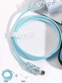 1件1.4米激光保护绳，手机充电线数据线带数据线保护套线缆保护器，充电器配件，手机配件 - 彩色 - 查看 38