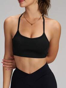 Sujetador deportivo para mujer, top deportivo de espalda cruzada con relleno extraíble, muestra tu hermosa espalda, tops de verano para correr, yoga y gimnasio