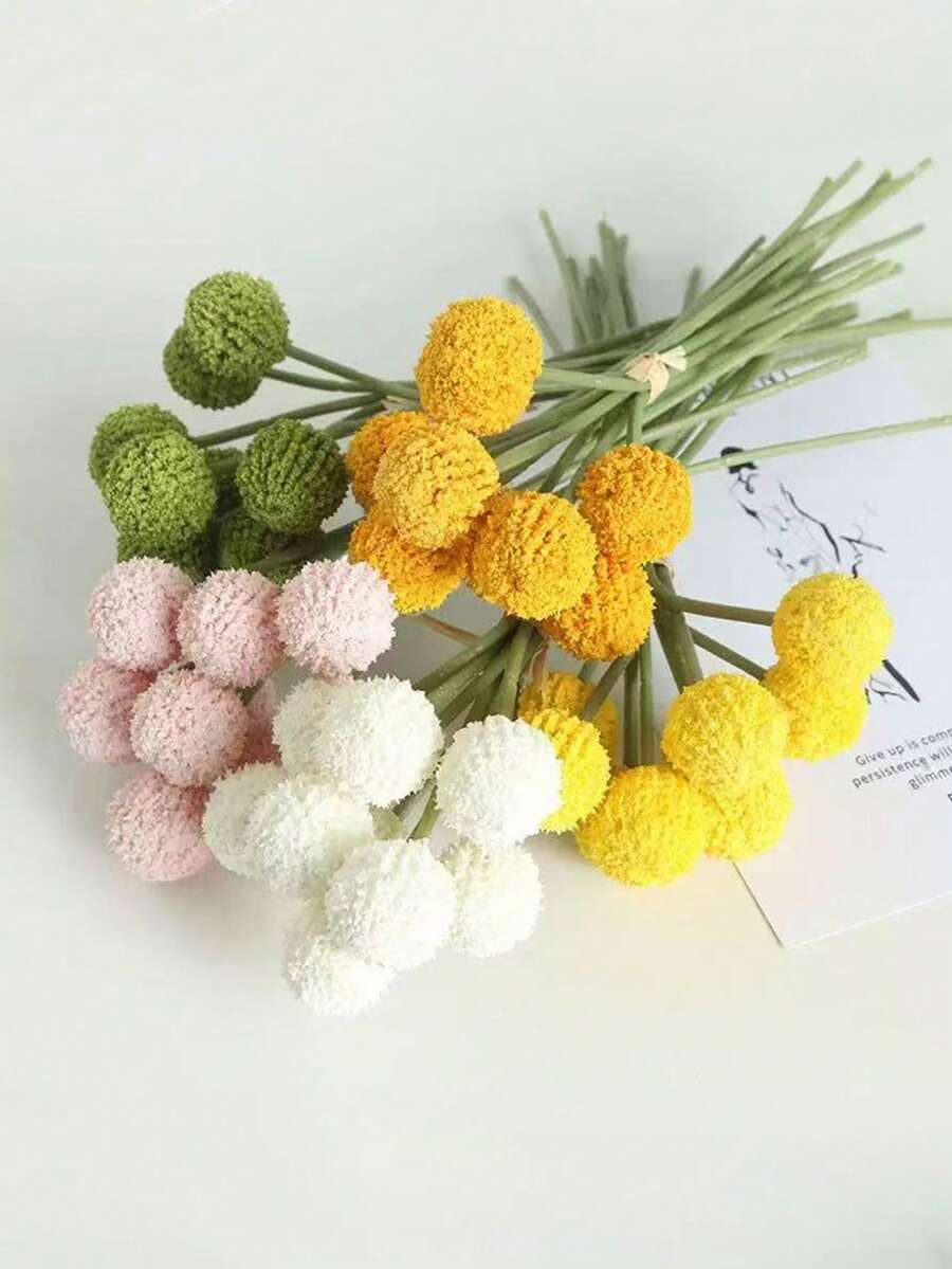 1 ramo de 9 cabezas de flor de crisantemo con bolas doradas, decoración de mesa de centro, ornamento de mesa de café - multicolor - Ver 1