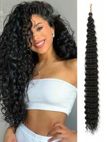 30英寸合成编织接发，蓬松深波浪辫，金色波浪钩针卷发假发，安娜女士假发 - 彩色 - 查看 7