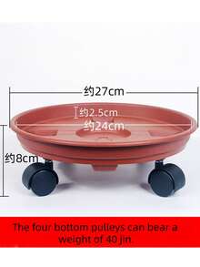 1pc Flower Pot Tray With Swivel Casters, Holds 30-40 Lbs (15-20 Kg), Suitable For Placing Indoor Plants In Living Room Or Balcony. Movable Large Flower Pot, Leak-Proof. Great Gift For Parents And Friends On Valentine's Day Or Thanksgiving. - Multicolor - View 12