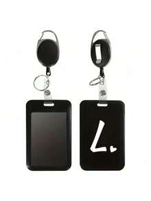 Black ID Card Holder With Black Retractable Reel Clip, White Heart & Letter A-Z Print, Anti-Theft Card Holder, Black Thumb Slot Hard Plastic Card Holder, Expandable ID Card Holder, Medical Insurance Card Protector, Waterproof Medical/Social Security Card Protector, Transit Card Holder, Meal Card Storage, Portable, Daily Essential, Perfect Gift And Souvenir For Holidays, Birthdays, Parties, Valentine's Day And New Year - Multicolor - View 25