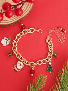 1 buah Gelang Kasual Serbaguna Lucu Seri Liburan Natal Terinspirasi Santa Claus, Pohon Natal, dan Manusia Salju - Multiwarna 2 - View 5