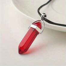 1/5/10pcs Handmade Natural Crystal Hexagonal Pendant With Leather Cord - 9 Color Options, Great For DIY Necklace Jewelry Gifts - Multicolor - View 26