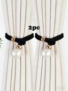 2个仿珍珠窗帘绑带 - 米色 - 查看 17