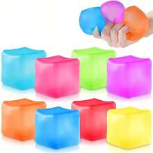 3pcs/Set Adult Stress Relief Squeeze Toys, Sensory Toys To Help You Fully Relax. This Ice Cube Shaped Stress Relief Toy Can Help You Alleviate Stress When Feeling Tense, Bored Or Excited. The Toys Are Filled With Pink, Purple And Blue Inside, Making It An Excellent Gift For Birthdays Or Christmas. - Multicolor - View 9