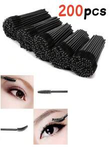 200pcs Black Exquisite Eyelash Brush, Eyebrow Brush, Makeup Brush For Eyelash Extension Combing - Multicolor - View 1