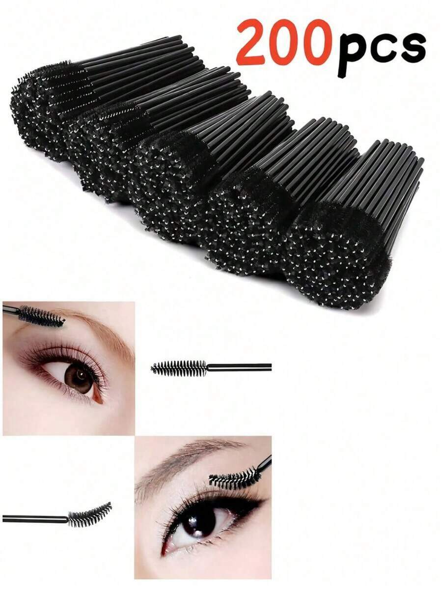 200pcs Black Exquisite Eyelash Brush, Eyebrow Brush, Makeup Brush For Eyelash Extension Combing - Multicolor - View 1