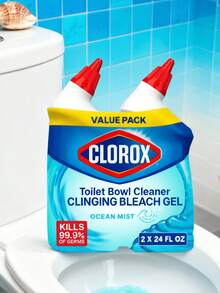 Clorox Ocean Mist Toilet Bowl Cleaner Clinging Bleach Gel Tightly Coats The Inside Of The Toilet Bowl, Is Easy To Rinse, Dissolves Stains, And Provides A Deep Clean, Helping You Keep Your Toilet Clean, Clear, And Odor-Free. - 彩色 - 查看 1