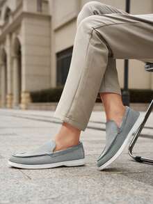 Men's Loafers, Casual Shoes, Soft Soles, Youthful And Fashionable, Suitable For Driving, College Commuting, Etc - Light Grey - View 4